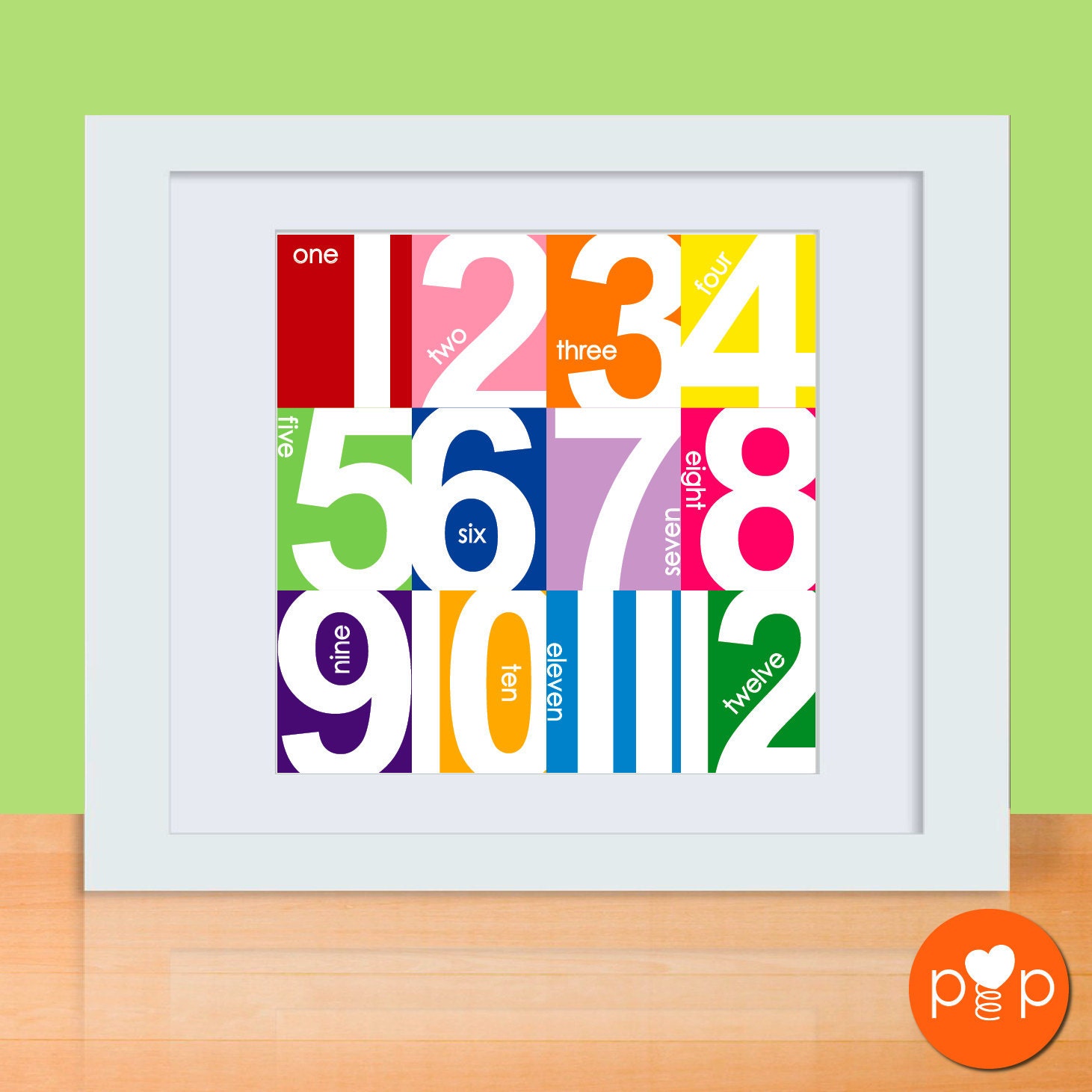 Count A Dozen Numbers Art Print - 8 x 8 Poster
