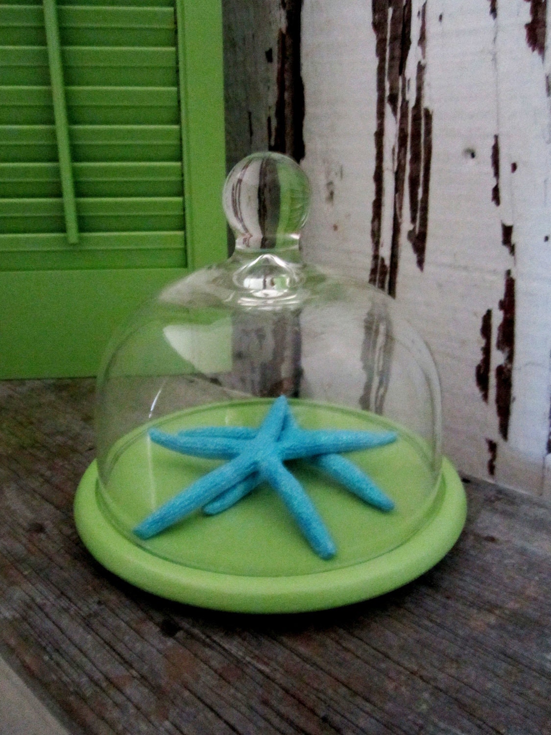 Vintage Cheese Dome Bright Apple Green Cloche