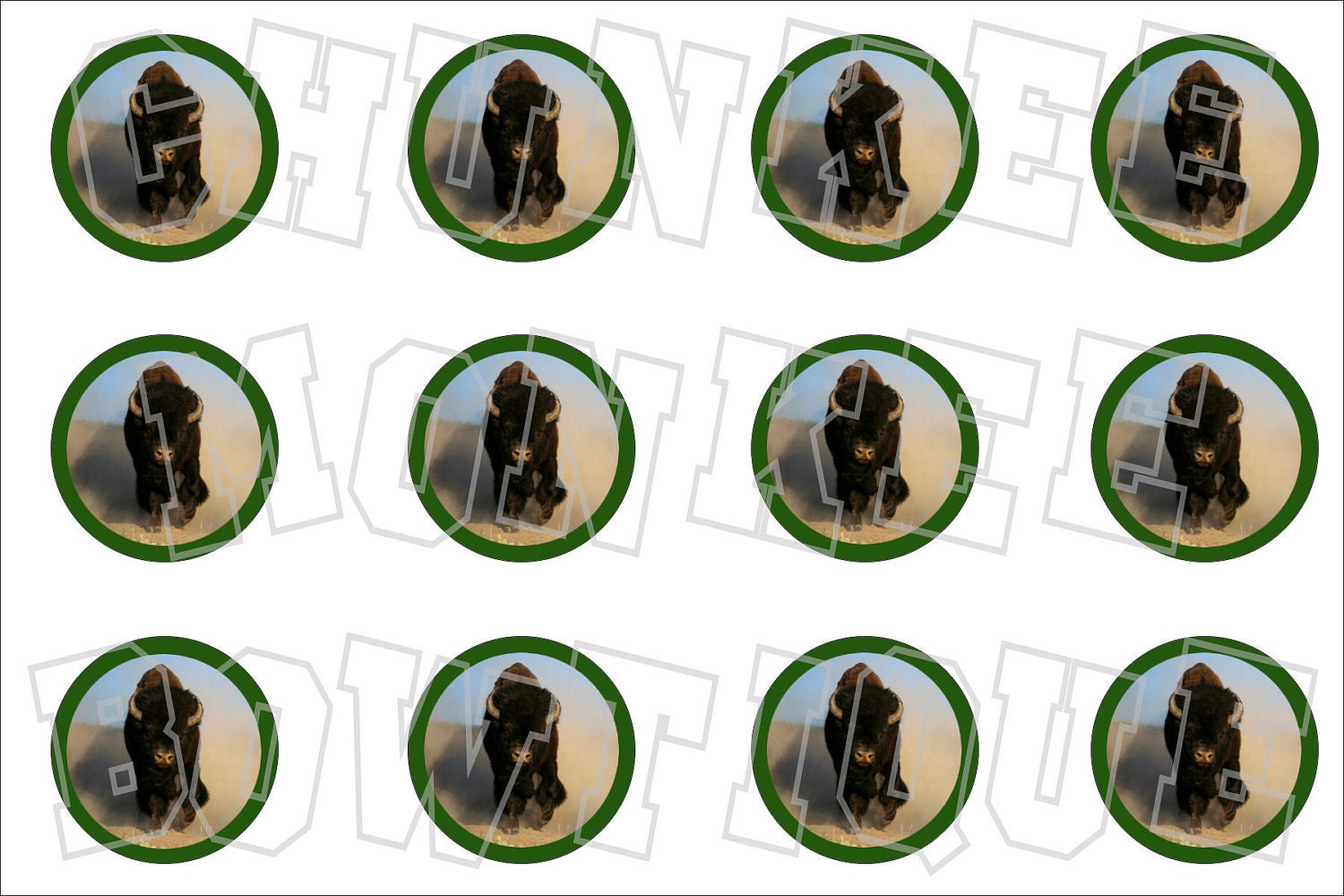 Buffalo with green bottlecap image sheet -  school mascot