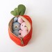 Two Small Crochet Amigurumi Bunny Rabbit in Orange Carrot Purse/Zipper Pouch Gift Set / Stuffed Toys - MADE TO ORDER, Choose your own color
