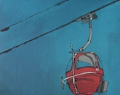 Limited Edition Art Print of Red Ski Lift, Les Gets, France. - TraceyOldham