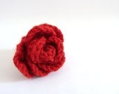 hot red rose. crochet rose brooch