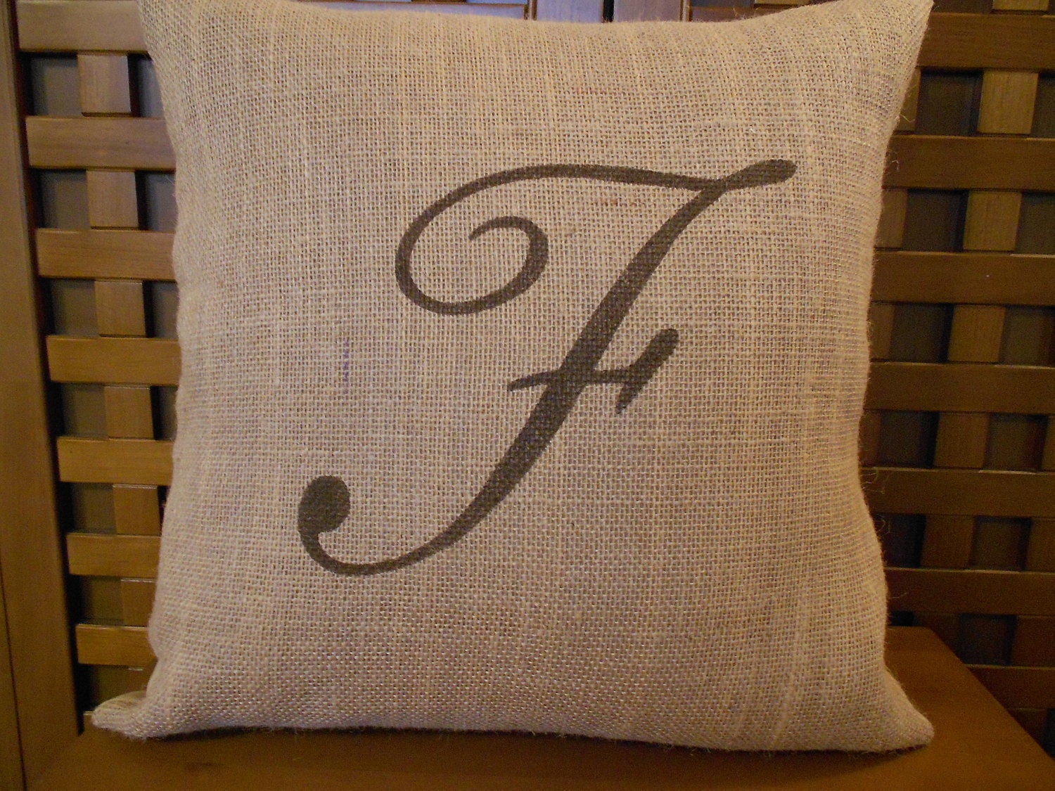 Monogram burlap pillow - initial - personalized pillow cover - Pillow Insert Sold Separately
