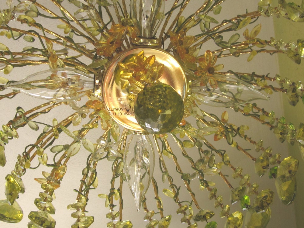 Chandelier, Crystal, Spring Blossom and Vine, One of a Kind