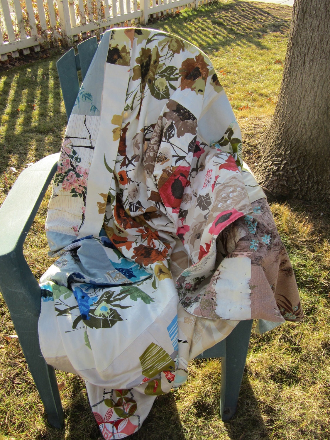 A Vintage Fabric Sample Mid Century Coverlet or Quilt