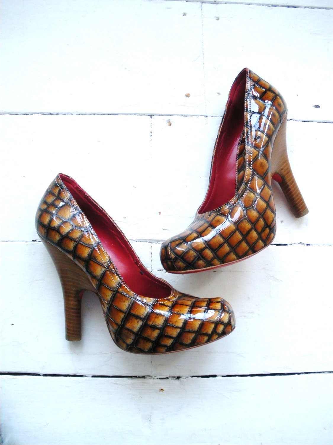 Vivienne Westwood leather hidden platform elevator pumps courts shoes 4 37 6.5 7 RED soles - shmooozin