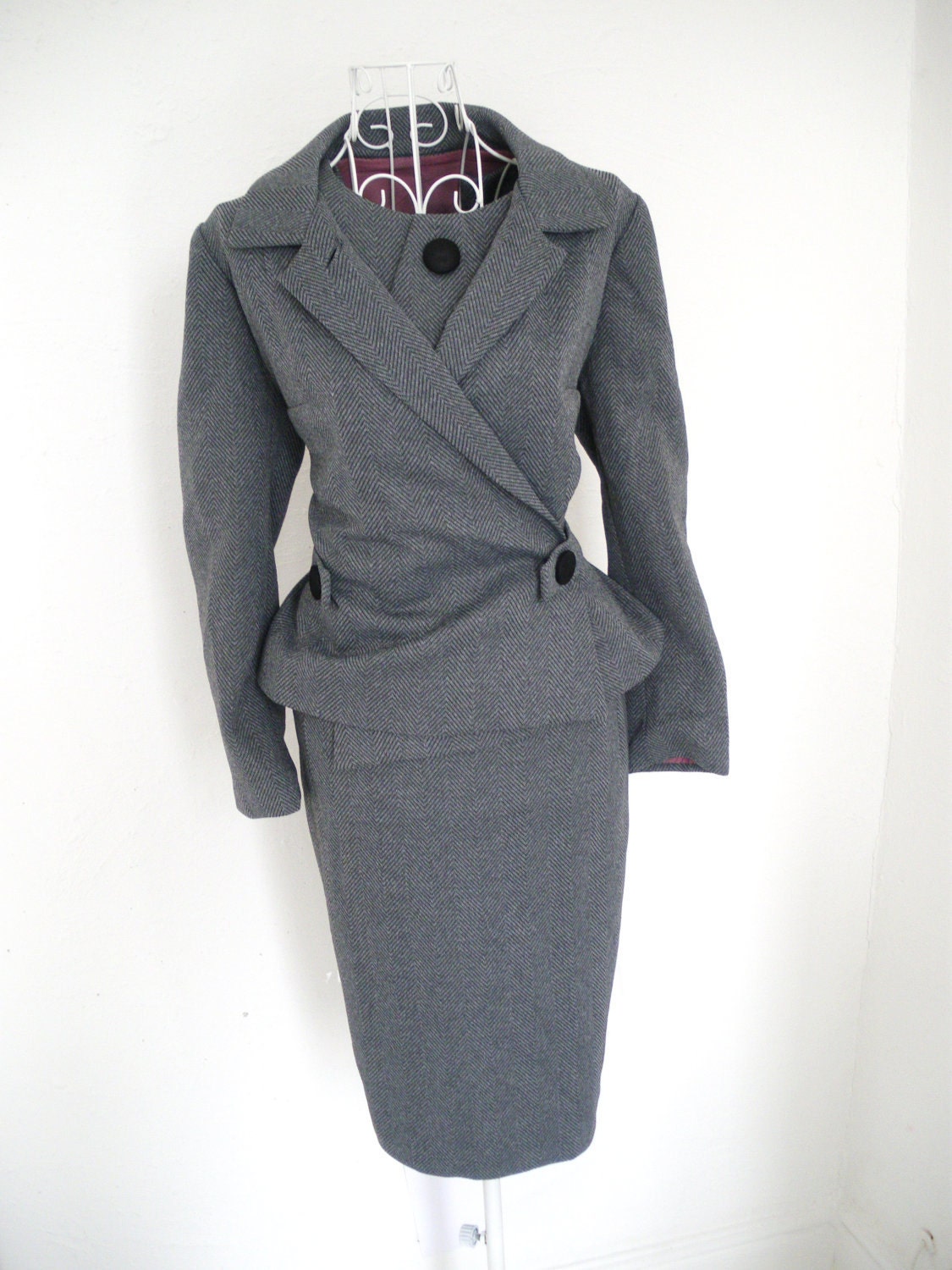 Vintage 60s 50s Mod Scooter shift Pin up Mod dress Peplum jacket suit 10 8 two piece