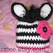 Zebra Crochet Hat Pattern PDF - fun to make for gifts - complete instructions for beanie, earflap, braids, ties