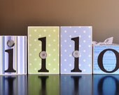 Custom Decor Blocks- Green and Blue