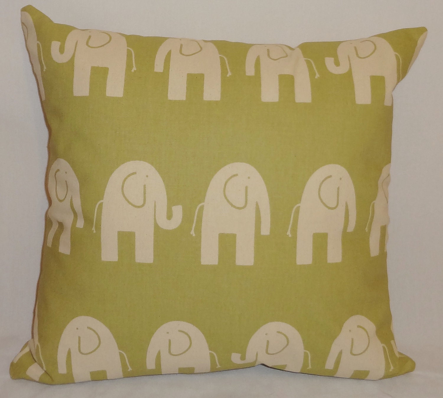 Pillow Cover Green/Ivory Elephant Throw Pillow Decorative Pillow 20x20