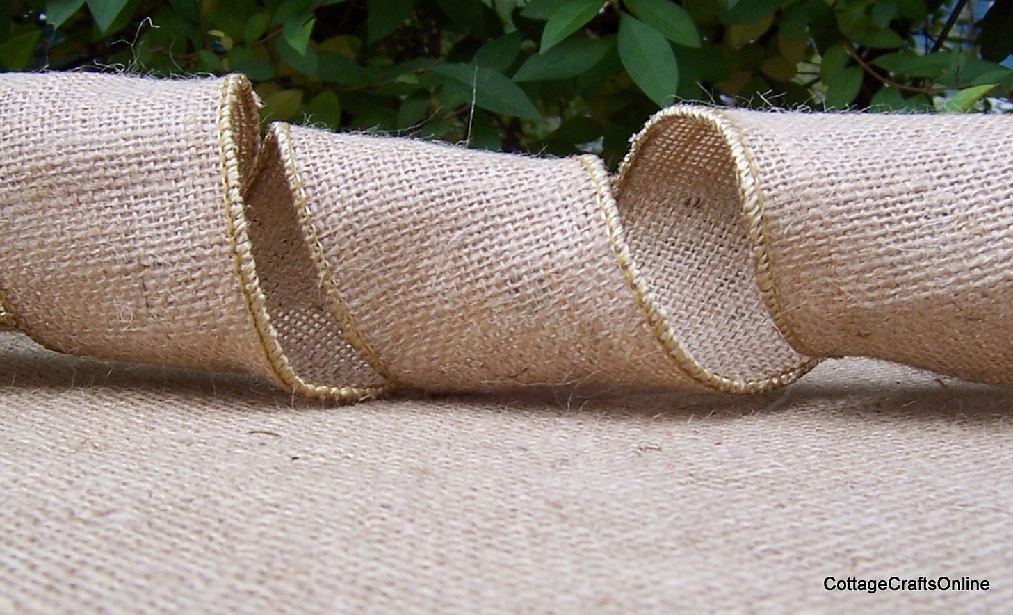 Wired Ribbon 2 1/2" Burlap FOUR YARDS Natural Jute Burlap Offray Wire Edge