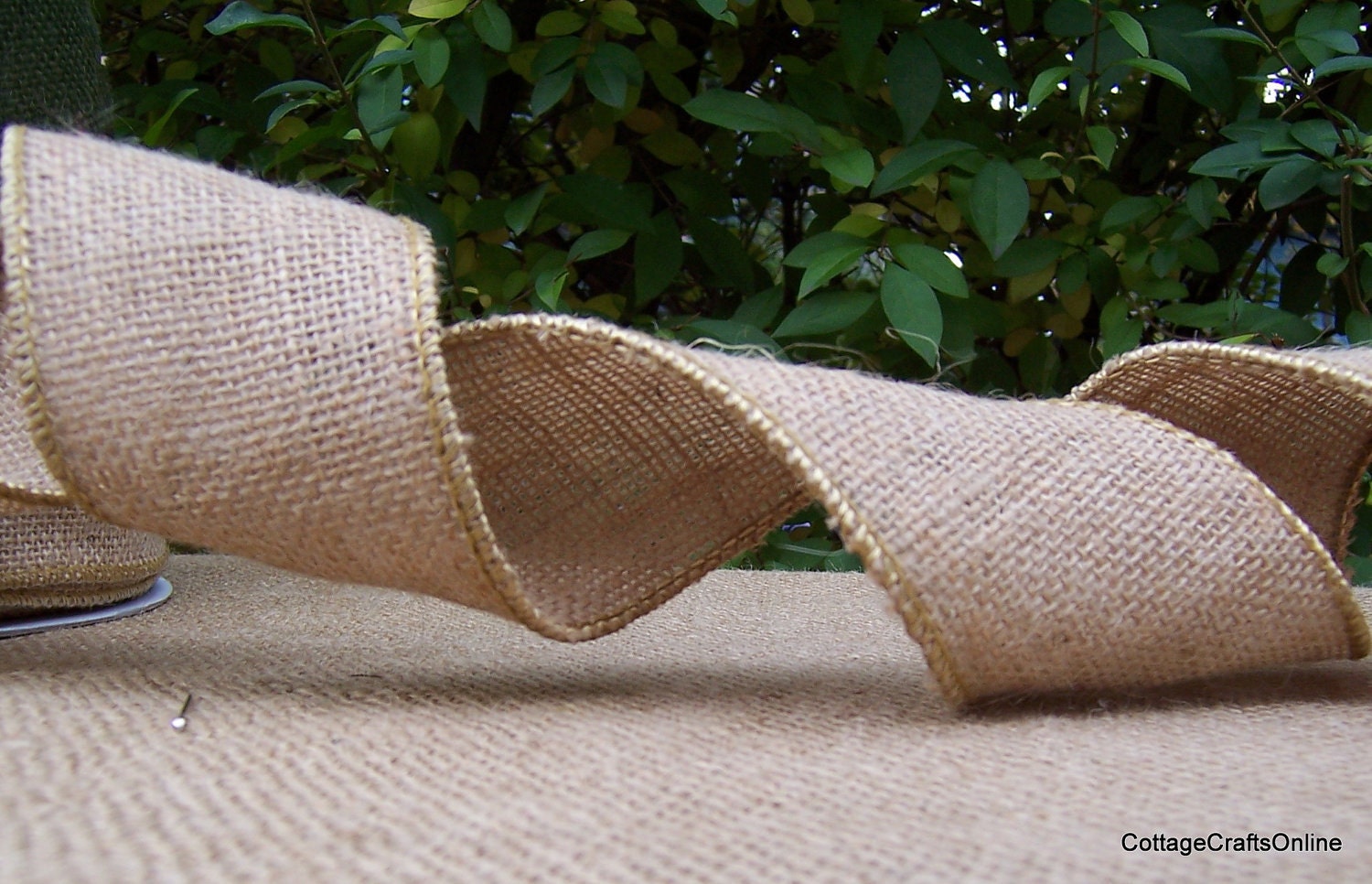 Wired Ribbon 2 1/2" Burlap FOUR YARDS Natural Jute Burlap Offray Wire Edge