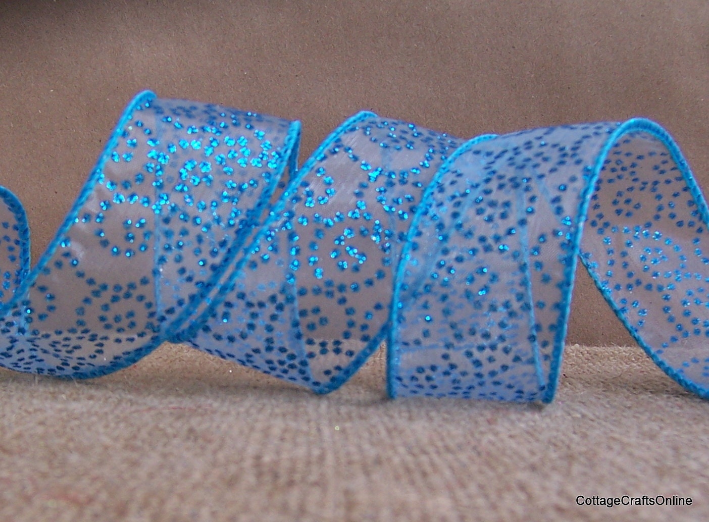 Wired Ribbon 1 1/2" Christmas FOUR YARDS Turquoise Blue Offray "Limelite" Turquoise