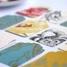 Vintage upcycled wallpaper gift tag, set of 12, etchings, paisley, roses, pink, mustard, turquoise