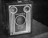 Vintage Camera: Brownie Target Six-20 Kodak Camera - Fine Art Photography 8x12" Matte Print in Black and White, Antiques & Flea Market Find