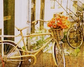 Bicycle, Bicycle - Bicycle with Tulip Flower Basket in Amsterdam, The Netherlands, Holland - Fine Art Photography 8x10" Matte Print