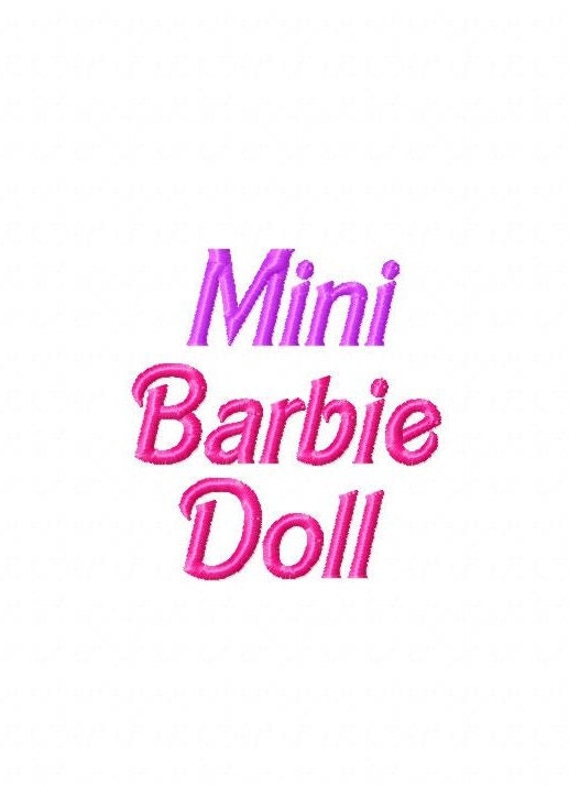 Mini Barbie Doll Machine Embroidery Font Sizes by LilliPadGifts