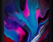 Abstract Print - 12 x 12 Reproduction Giclee Print -  Blue Pink Magenta