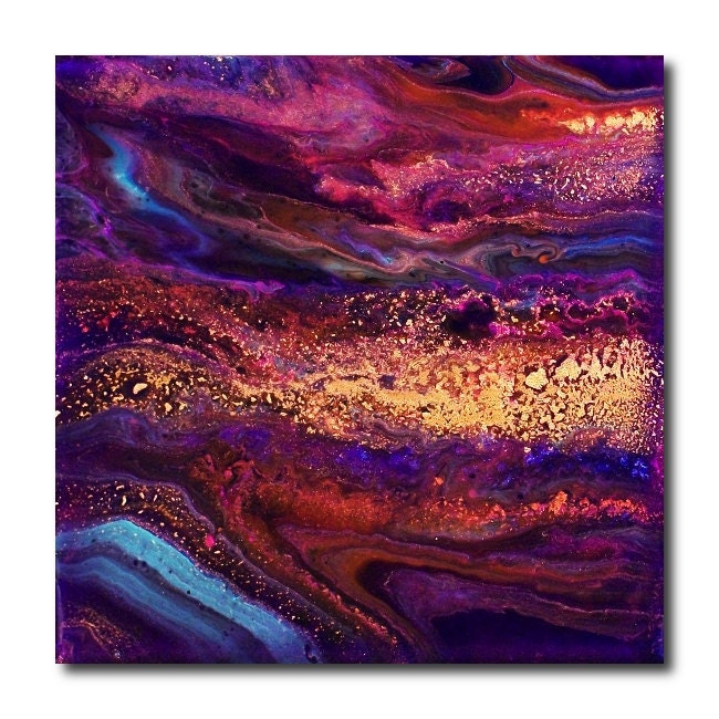 Abstract Art Print: 12 x 12 Contemporary Modern Blue Purple Magenta