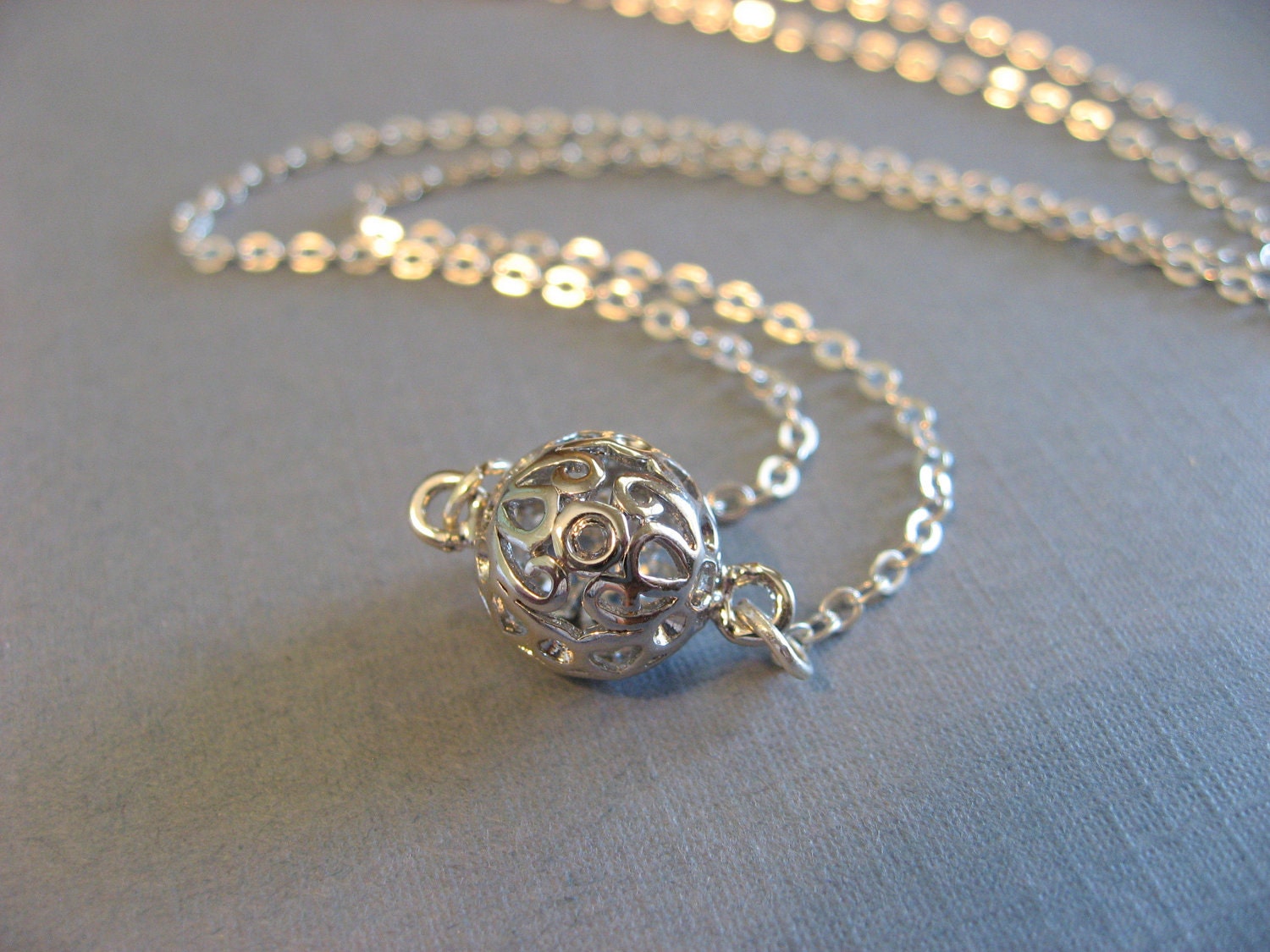 Pretty Ball Necklace, Delicate Silver Choker