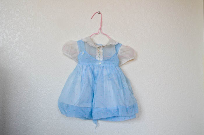 FREE SHIPPING Vintage Sheer Blue Dress