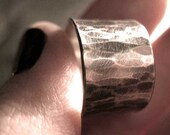 Hammered Silver Band Ring sterling wide forged by PaulaEllisJewelry