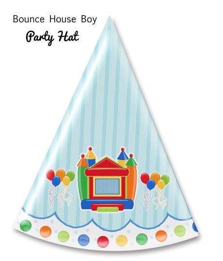 Bounce House Boy Party  - Birthday Party Hat - DIY Party Printables - INSTANT DOWNLOAD and Print