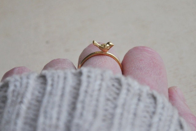Bird ring 18K goldplated