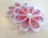 Girls Hair Bows Flower Clip Set of 2 Small Pink and Purple Princess Crown Flowers for Baby or Toddler