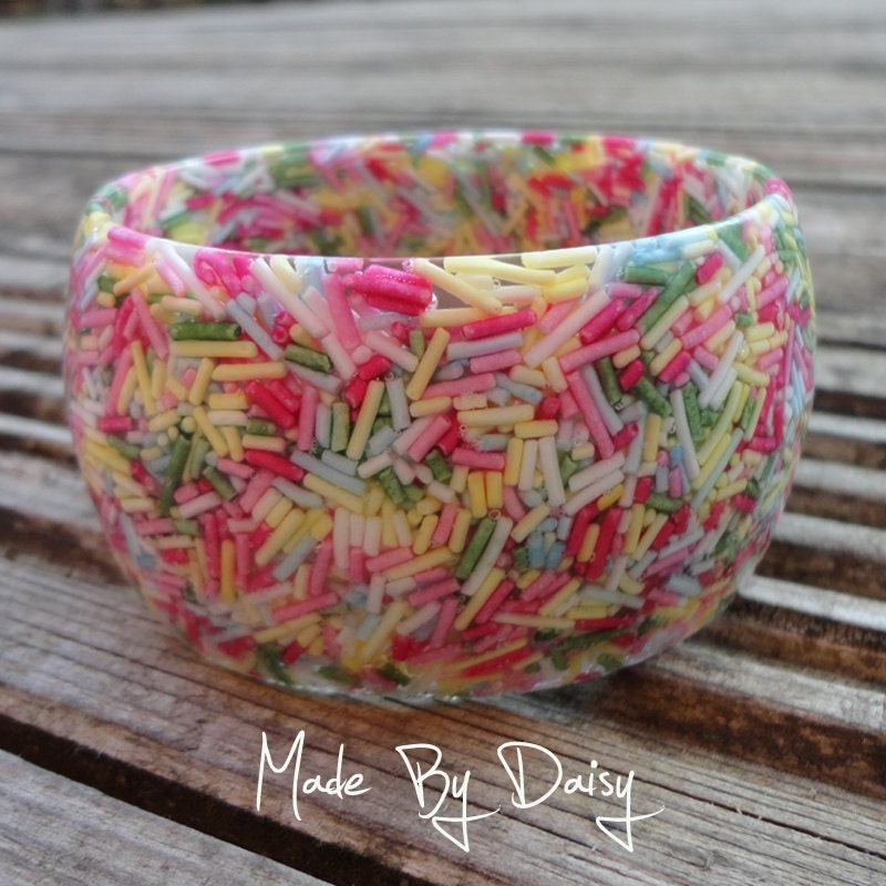 Pastel Wide Candy Bangle Cake Sprinkles Resin