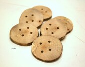 Wood buttons, 6 buttons with 4 holes, 3.5cm, handmade buttons