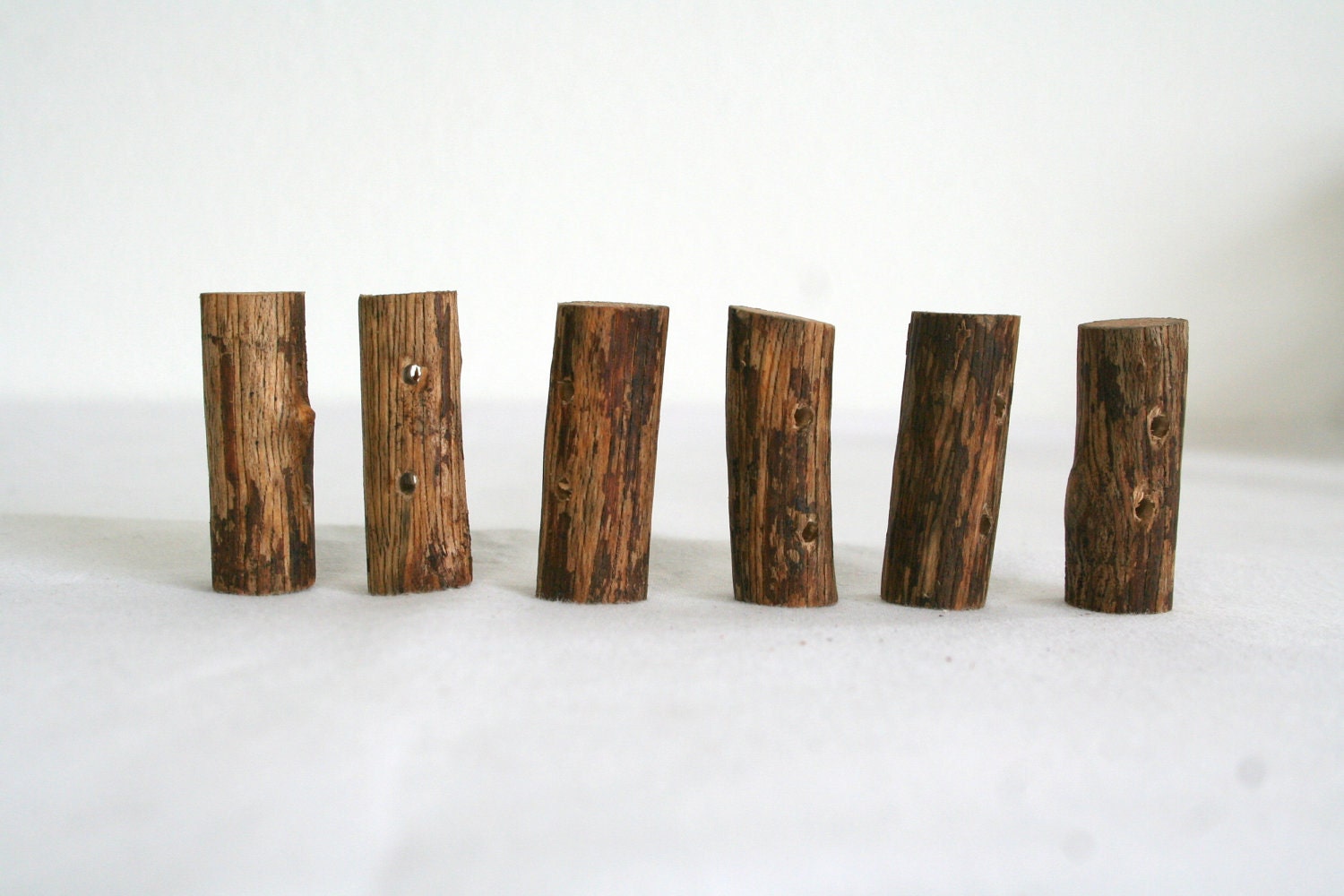Wooden toggle buttons, chunky buttons, set of 6 buttons with 2 holes, 4cm 1 1/2" long