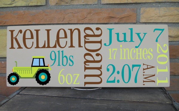 7 1/4 x 19" Boys Birth Announcement Room Sign, Totally Customized To Your Theme Makes A Perfect Baby Gift