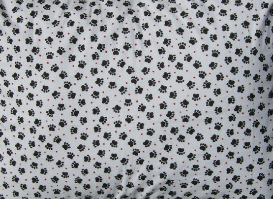 Dog Bed Cover - Standard Pillow, Flannel - Paw Prints, Black