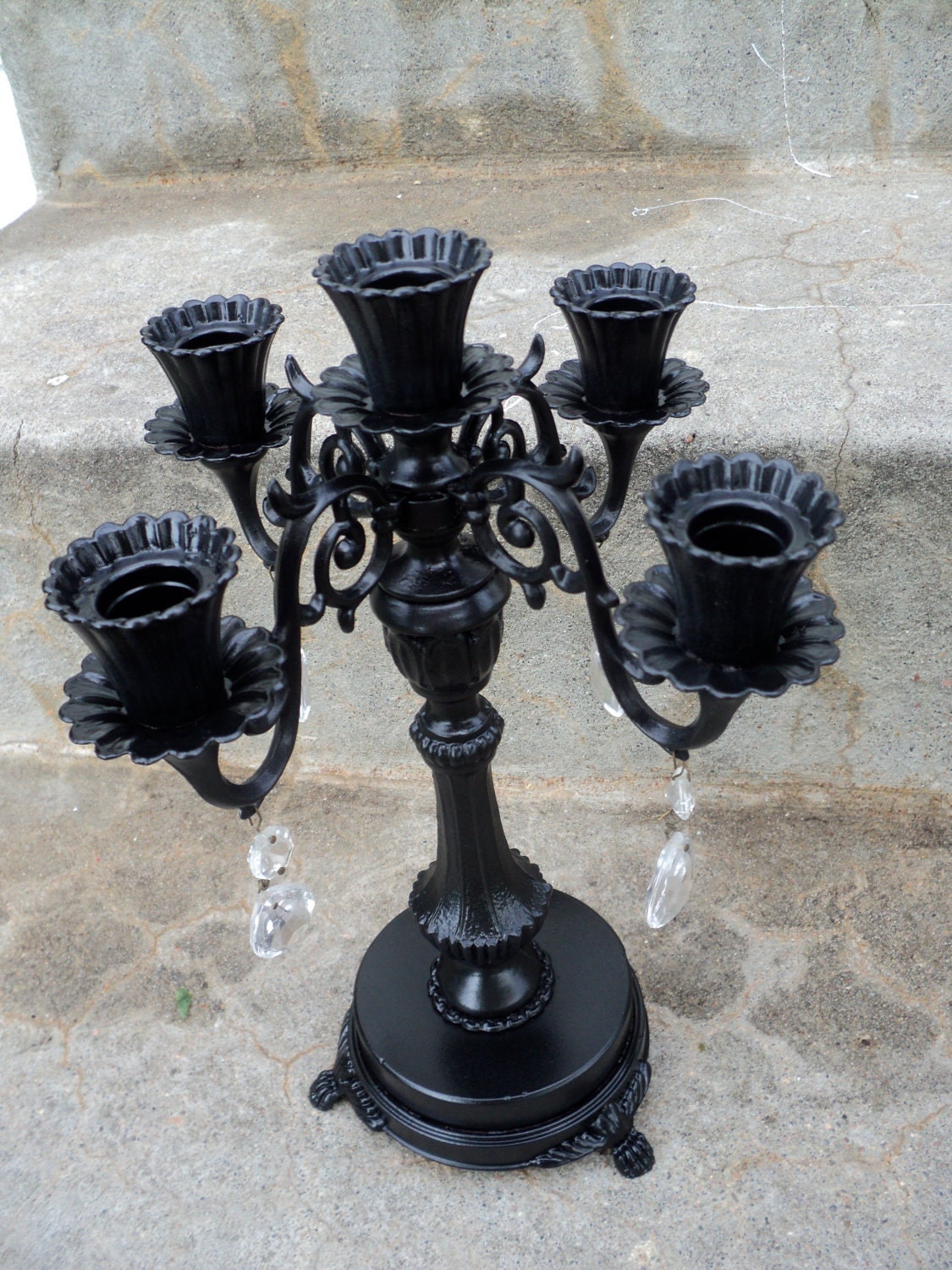 Black Candelabra with Crystals by melissap6908 on Etsy