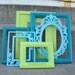 Turquoise Lime and Aqua Ornate Vintage Picture Frame Set