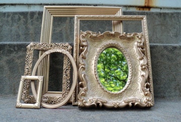 Gold Frame and Mirror Set Ornate