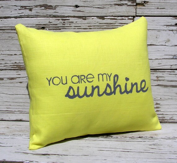 Yellow and Gray Linen Pillow Cover