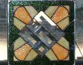 Stained glass window panel arts and craft prairie style stained glass panel window bevels