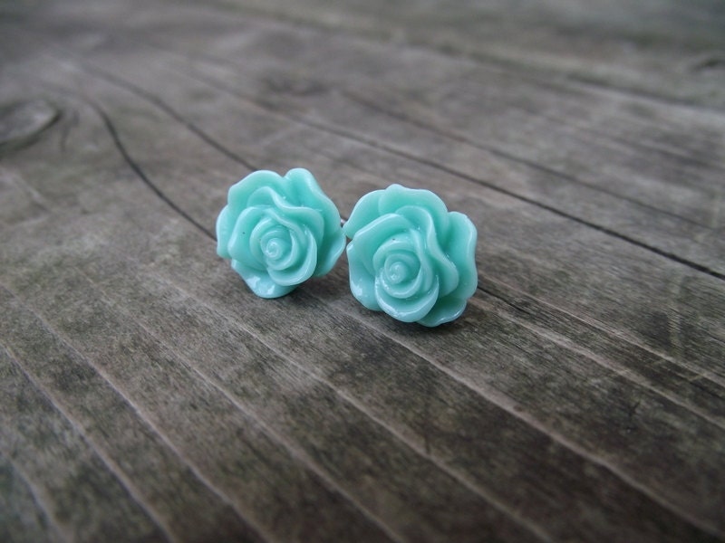 GLOSSY ROSE EARRINGS - Mermaid