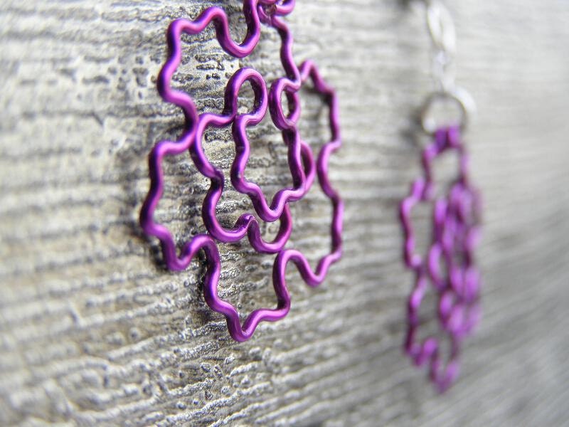Fractal Earrings - Koch Snowflake Fractal in Amethyst
