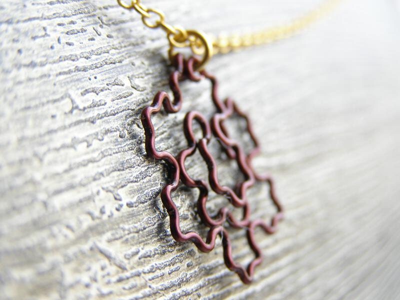 Fractal Necklace - Koch Snowflake Fractal in Cocoa Brown