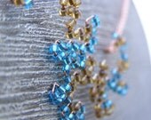 Fractal Necklace - Dragon Curve with Blue and Amber Beads