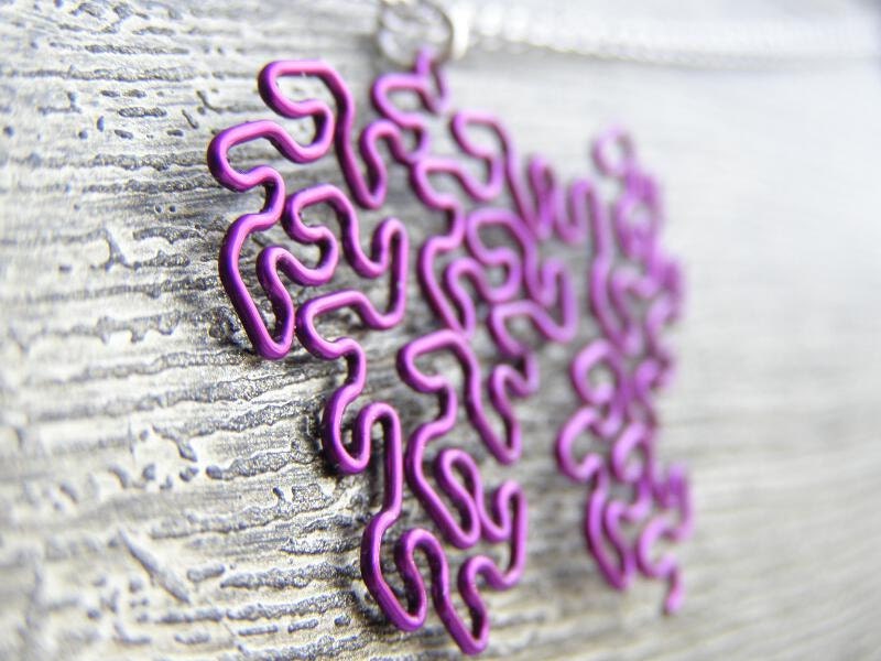 Fractal Neckalce - Peano-Gosper Butterfly in Amethyst