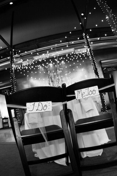 Rustic Wedding Decor Chair Signs I Do - Me Too Rustic Chic Wedding Decorations with Beautiful Tulle Set of 2