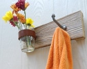 DUO mason jar and hook coat rack, vase, organizer for your kitchen, bathroom, entry