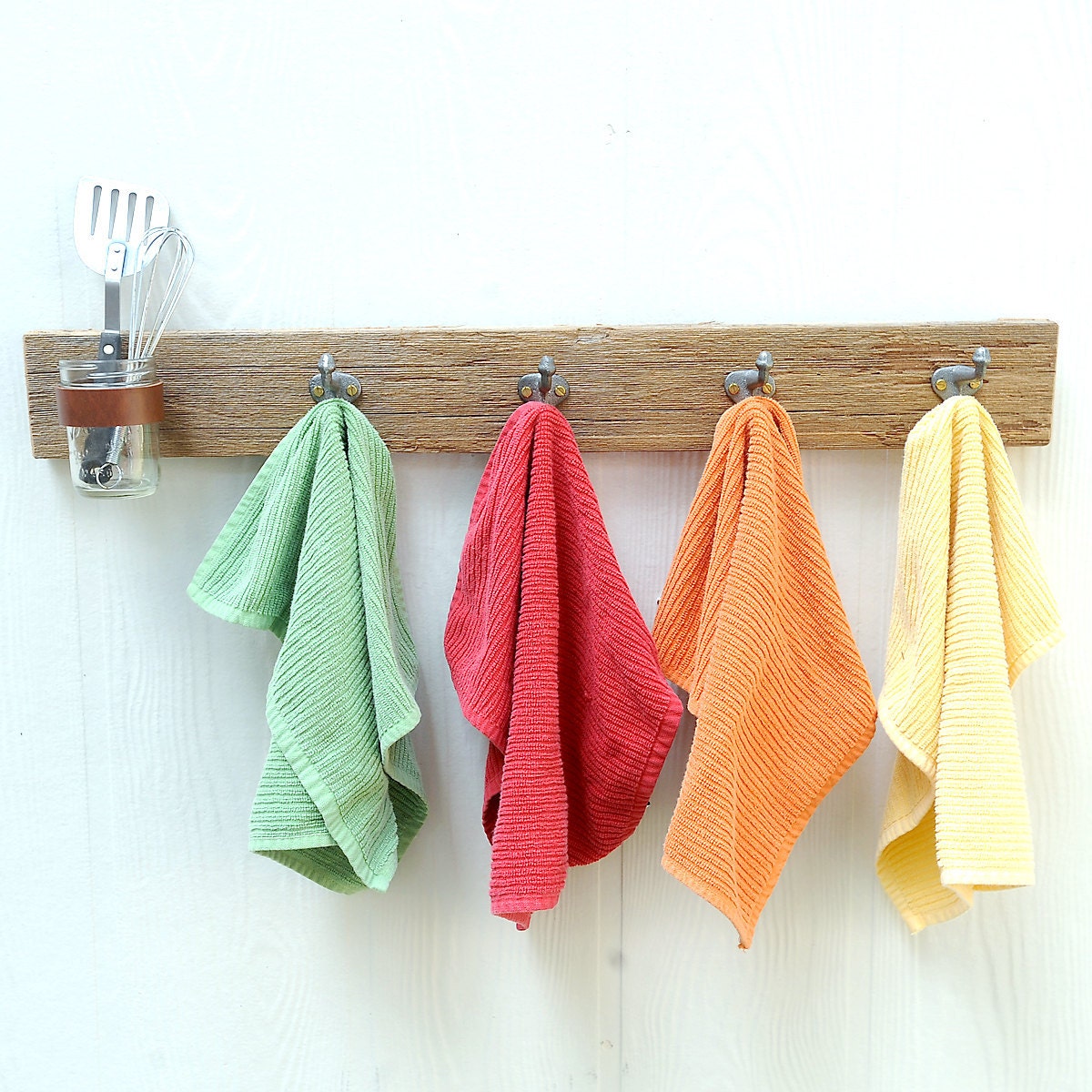 CINCO mason jar and hook coat rack, vase, organizer for your kitchen, bathroom, entry