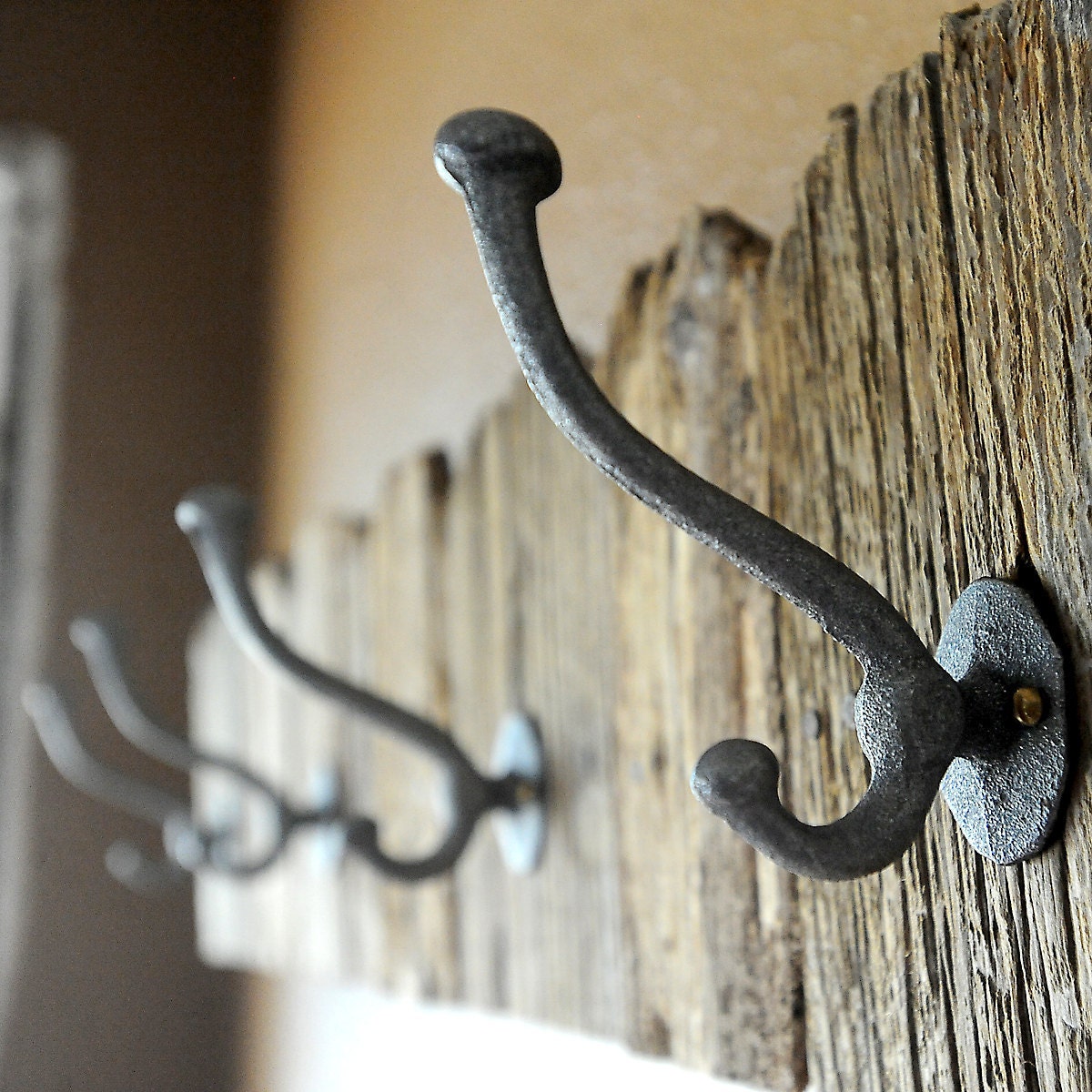 Fence Top four hook rack for stocking, hat, coat, leash, made from reclaimed wood pickets