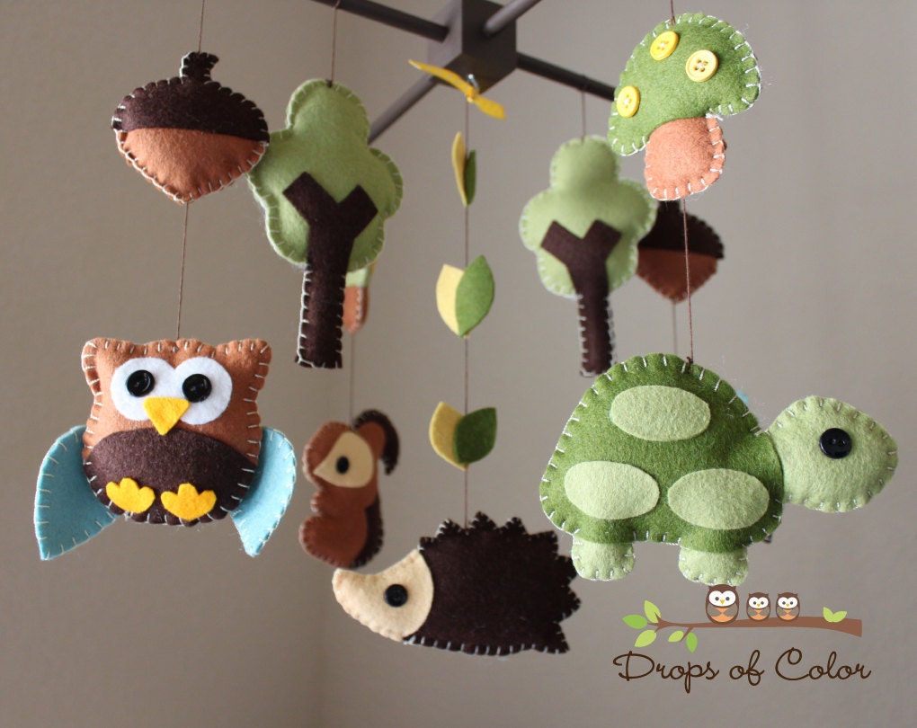 Baby Crib Mobile - Baby Mobile - Nursery Forest Crib Mobile - "Forest Little Creatures" (You can pick your colors) Mobile - Crib Mobile