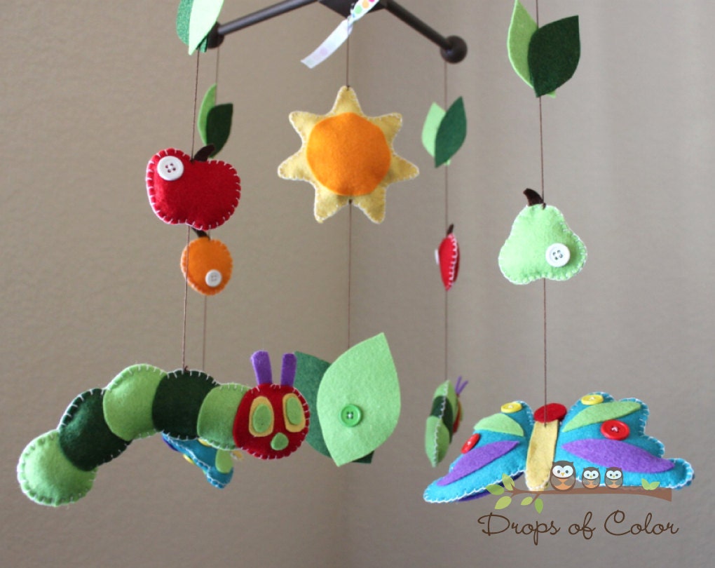 Baby Crib Mobile - Baby Mobile - Nursery Caterpillar Butterfly Mobile "Inspired by the Very Hungry Caterpillar" Mobile - Crib Mobile